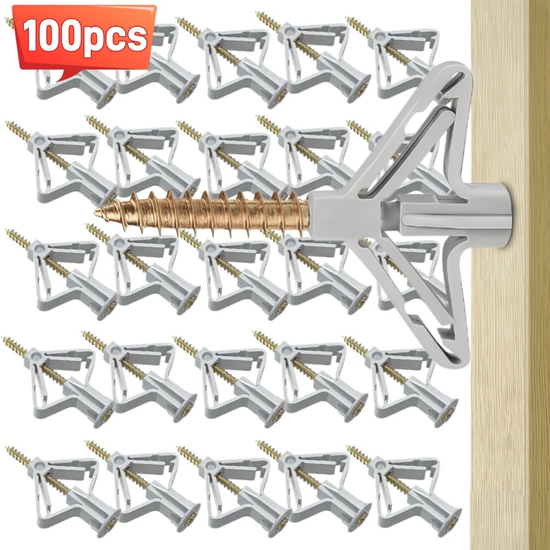 Drywall Anchor Screw - 100PCS Plasterboard Expansion Screws Tube Plastic