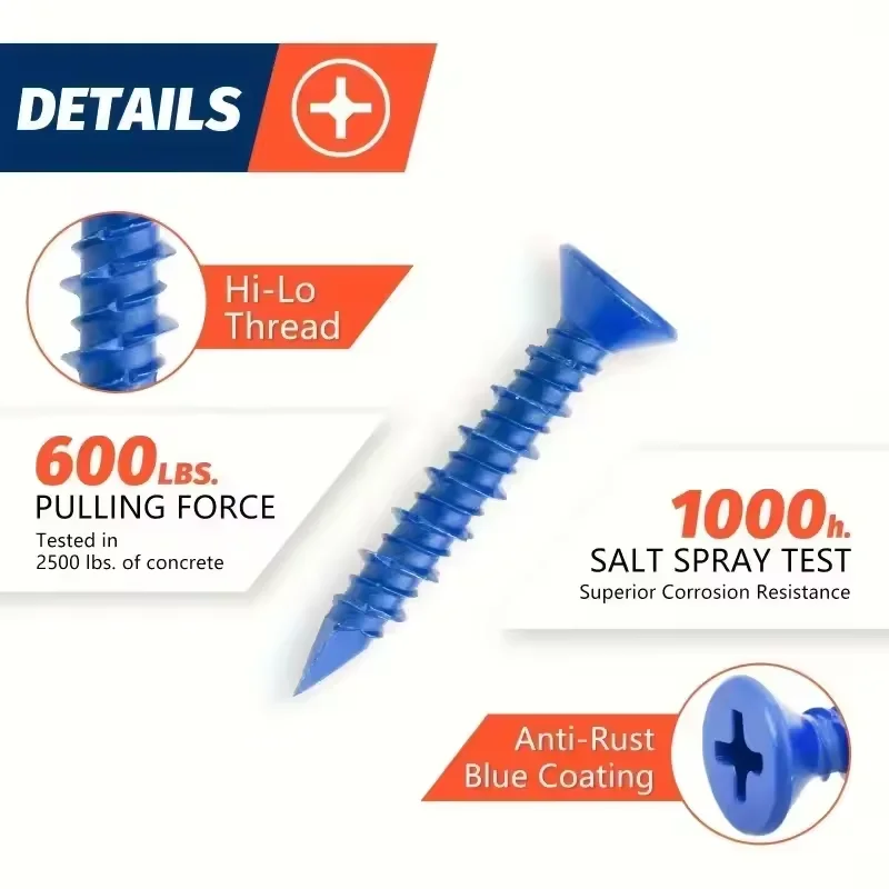 80pcs Blue Concrete Screws 3/1 - đánh giá và giá Drywall Anchor Screw