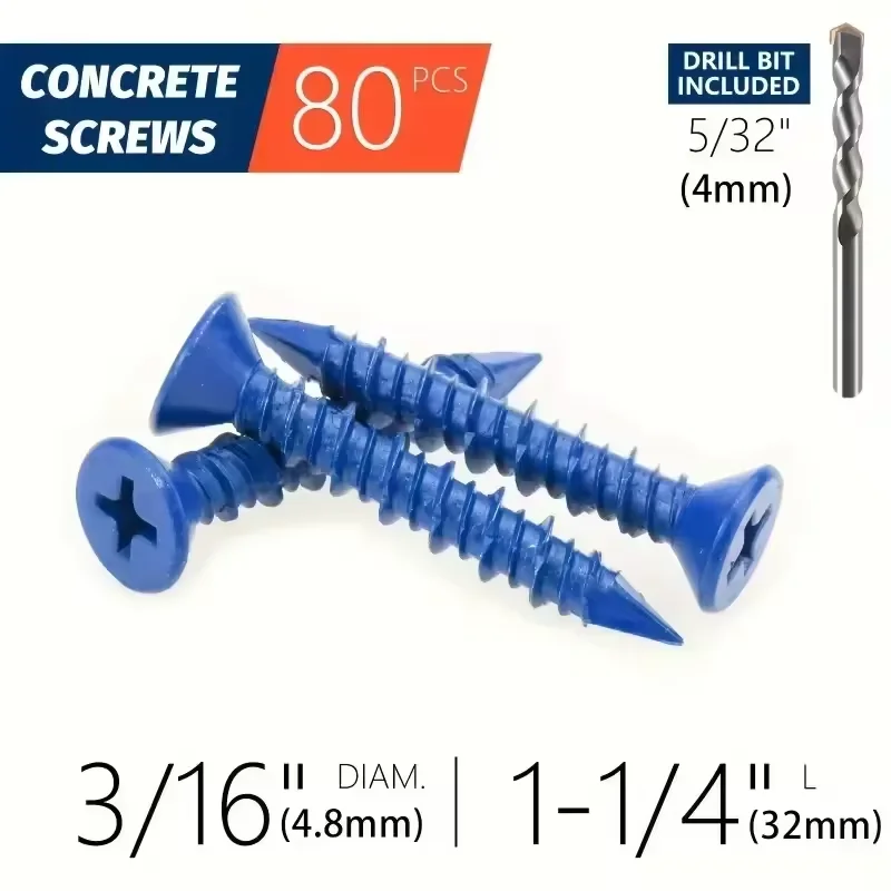 80pcs Blue Concrete Screws 3/1 - đánh giá và giá Drywall Anchor Screw